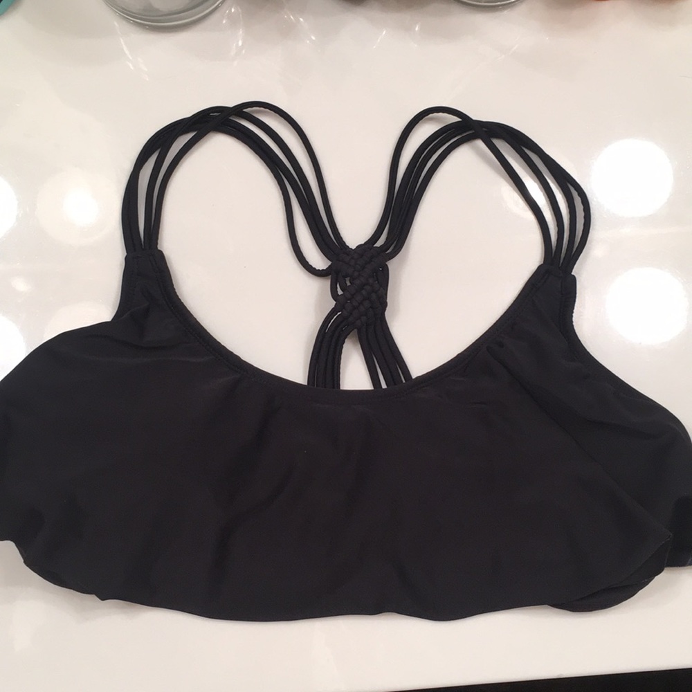 Black Cross-Back Bathing Suit Top